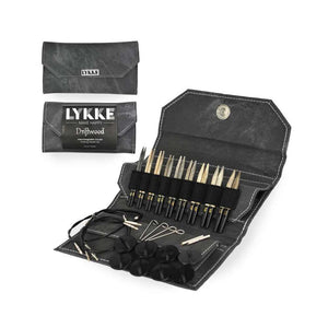 LYKKE - Driftwood Interchangeable Needle Set - 3.5" Grey Denim Case | Yarn Worx